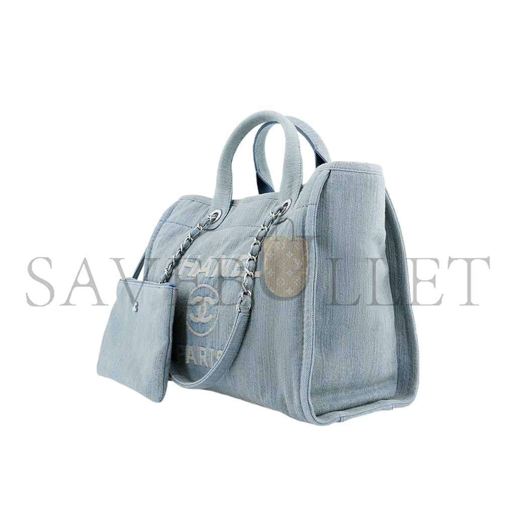 CHANEL MASTER MEDIUM DENIM 23S SHOPPING BAG LIGHT BLUE AS3351 (33*27*15cm)